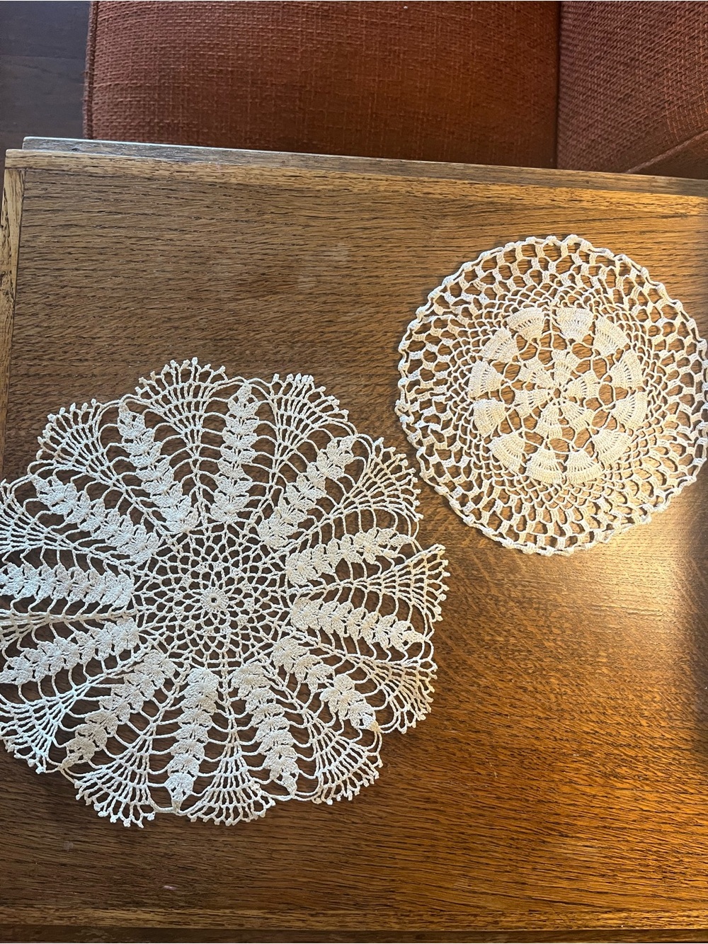Vintage Hand Crocheted Doilies Intricate and lovely Set of 2